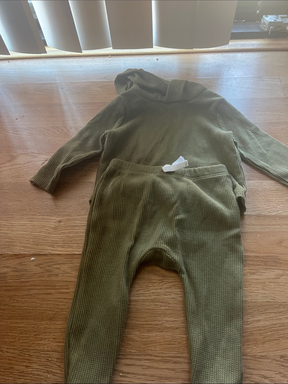 Kids Olive Green Waffle Knit Bottoms - Brand